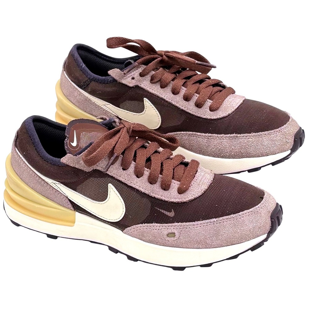 Nike Waffle One SE Kids DC0481 200 Light Chocolate Suede Mesh Sneakers Size 5.5Y